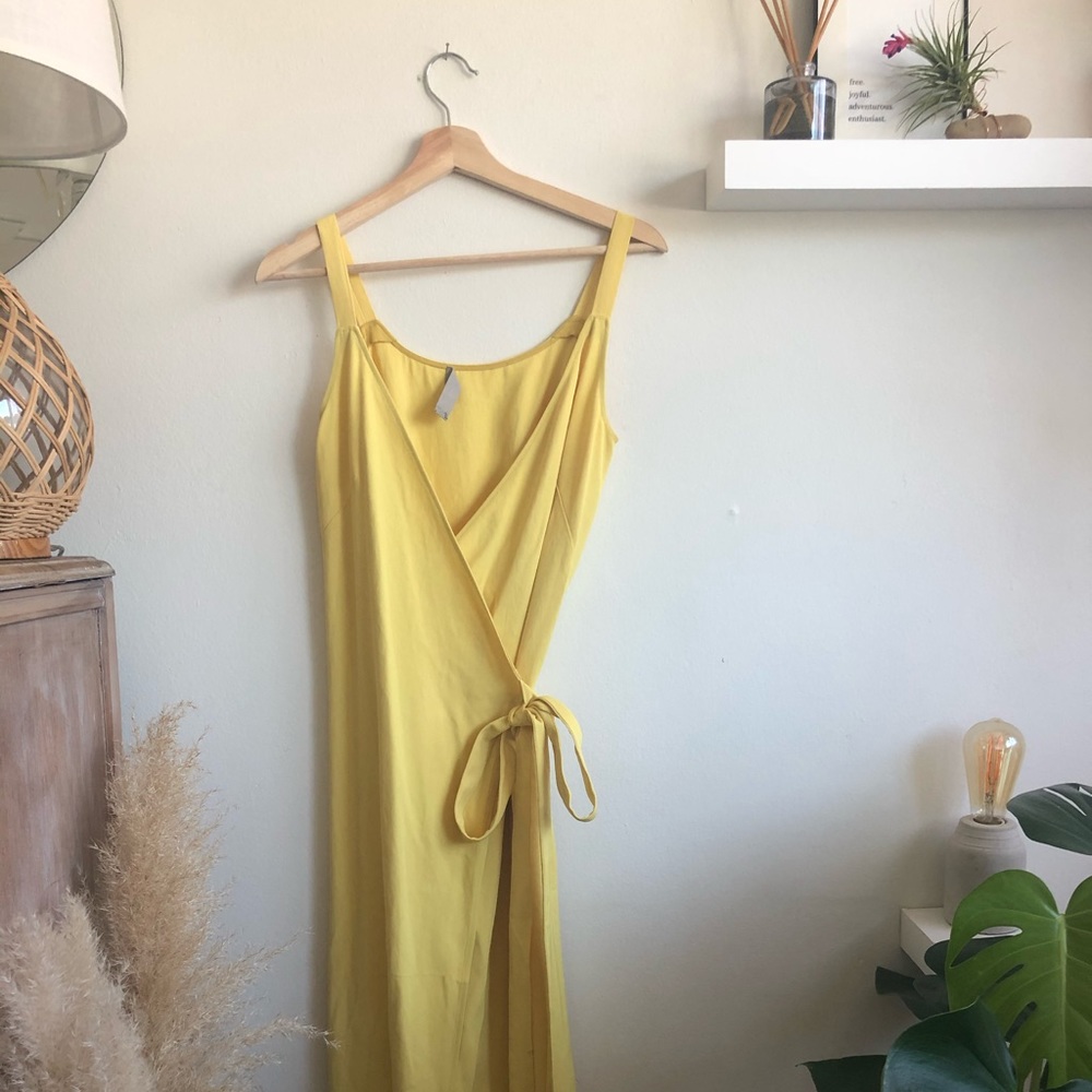 Everlane Yellow Midi Wrap Dress